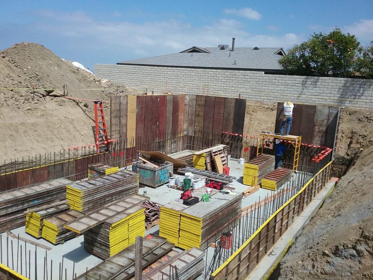 A construction site with many workers on it