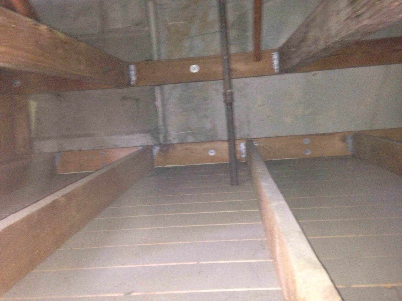 A view of the inside of an attic.