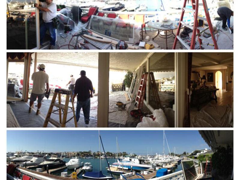 A collage of three different pictures with boats in the water.