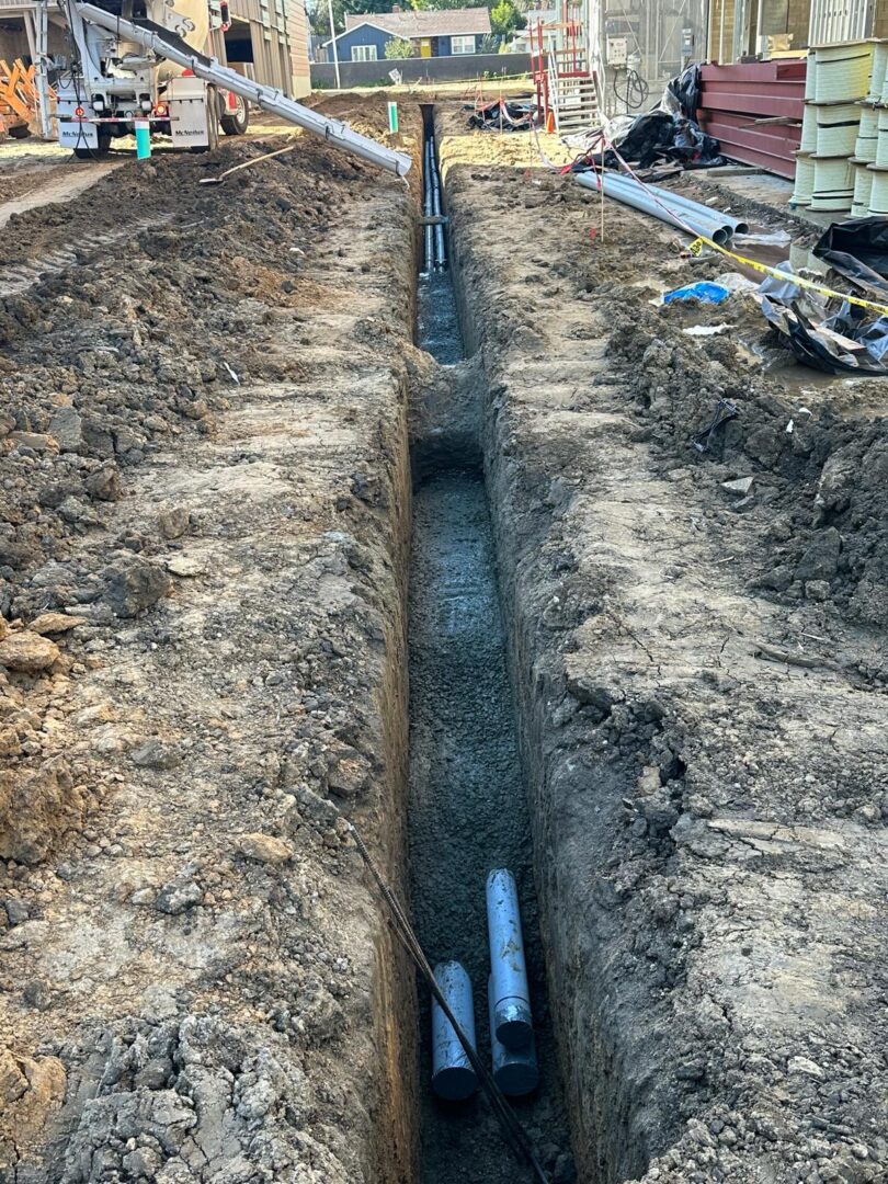 A trench is being dug for the construction of a house.